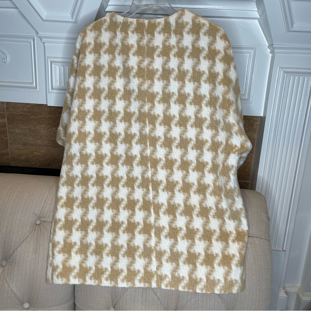 Anthropologie Elevenses Houndstooth Wrap Coat, Size M/L, Cape style No Belt - Picture 7 of 11
